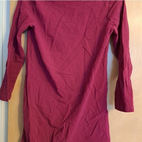 Women's Tunic Top Shirt Dress Beach Cover Up M Cranberry Maroon Gauze - Picture 4 of 4
